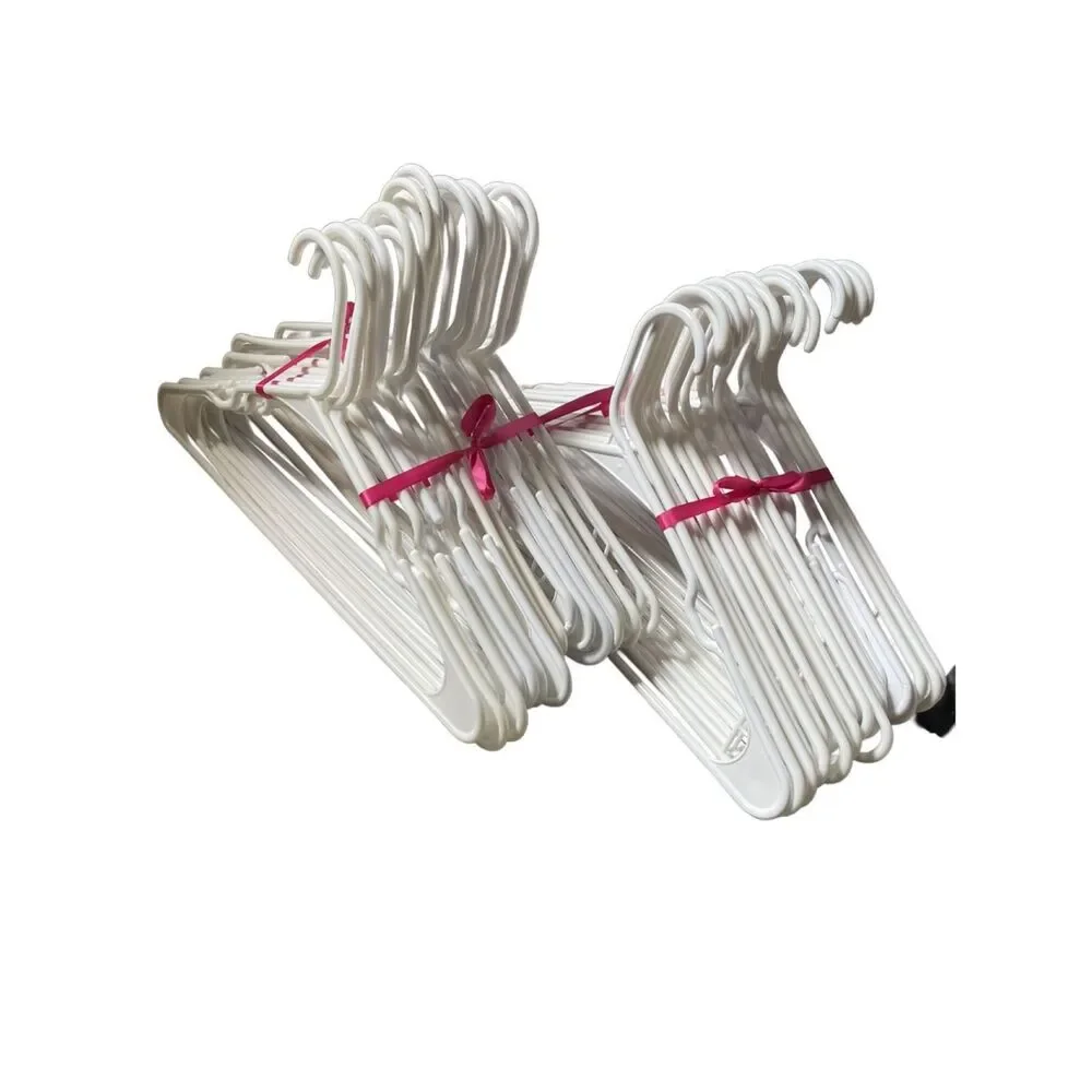 Bundles of 50 Preloved White Plastic Clothes Hangers